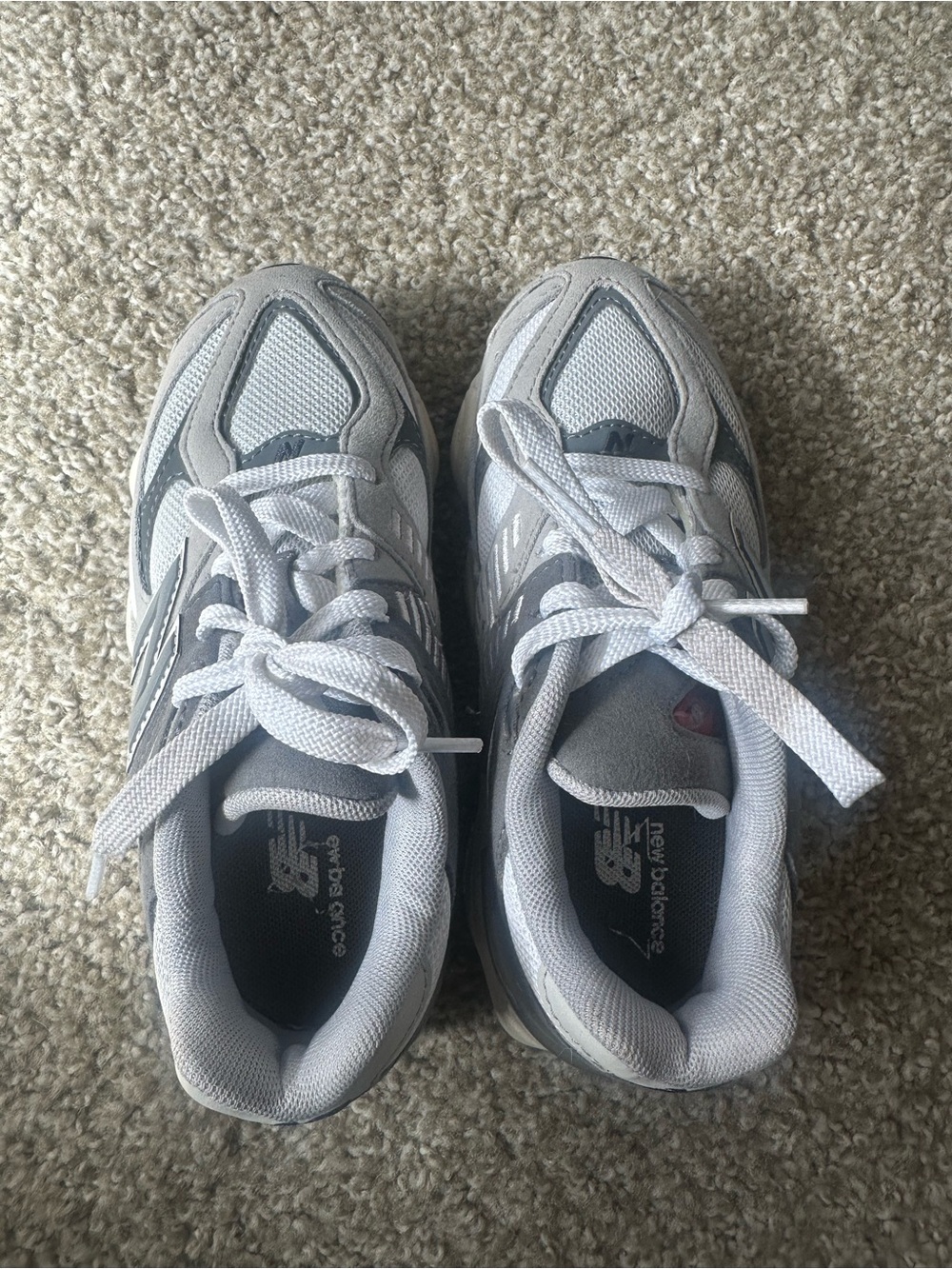 New Balance Kids White and Gray Sneakers